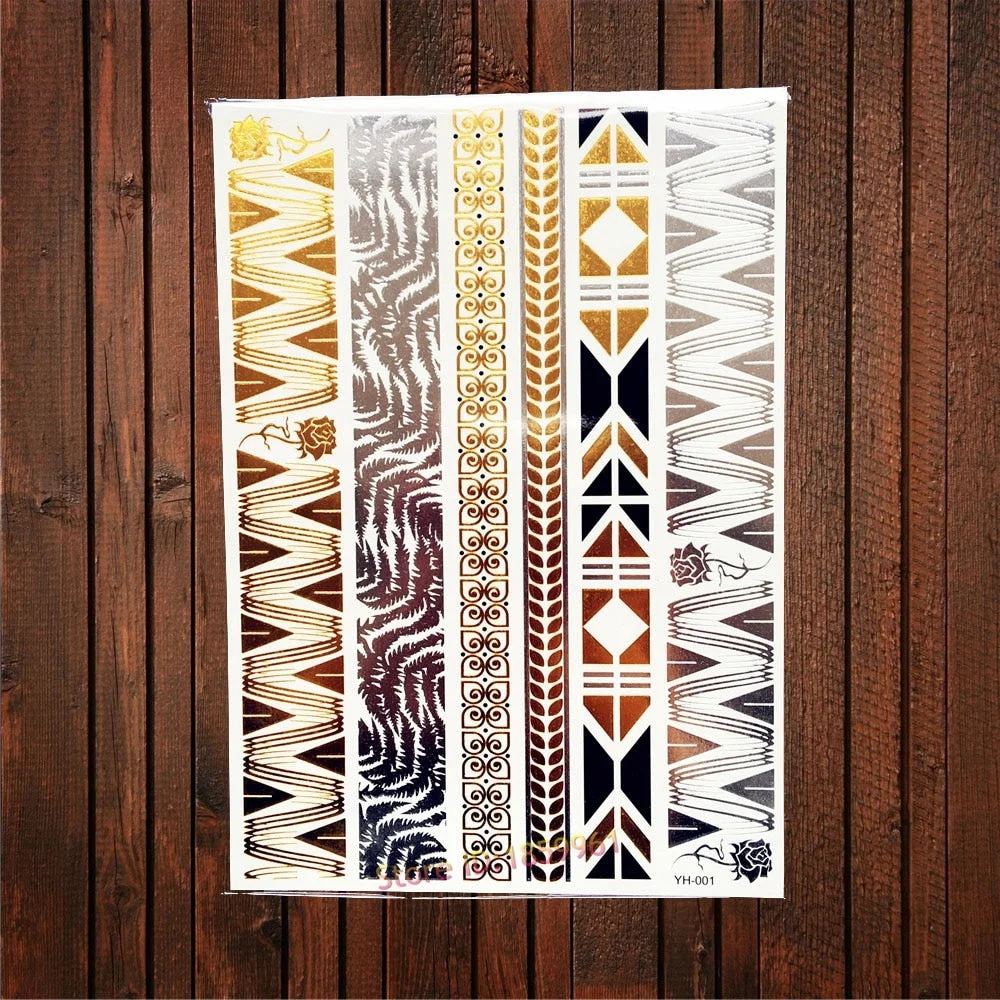 Sexy Leopard Print Tattoo Gold Metallic Wing Design Temporary Tattoo Sticker Women Body Art Waterproof Fake Tatoo Decals AYS-125