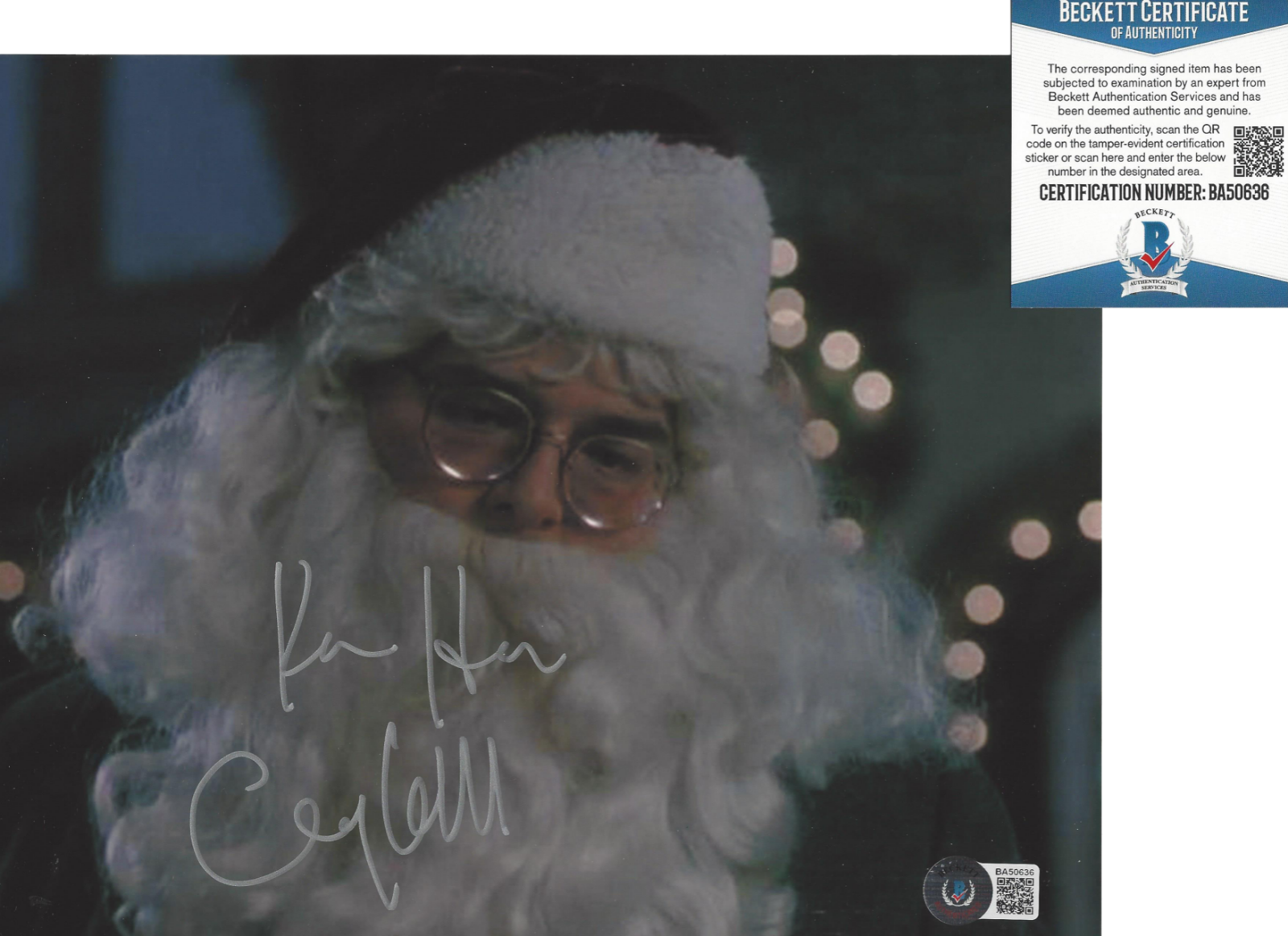 KEN HUDSON CAMPBELL SIGNED 'HOME ALONE' SANTA 8x10 MOVIE Photo Poster painting E BECKETT COA BAS