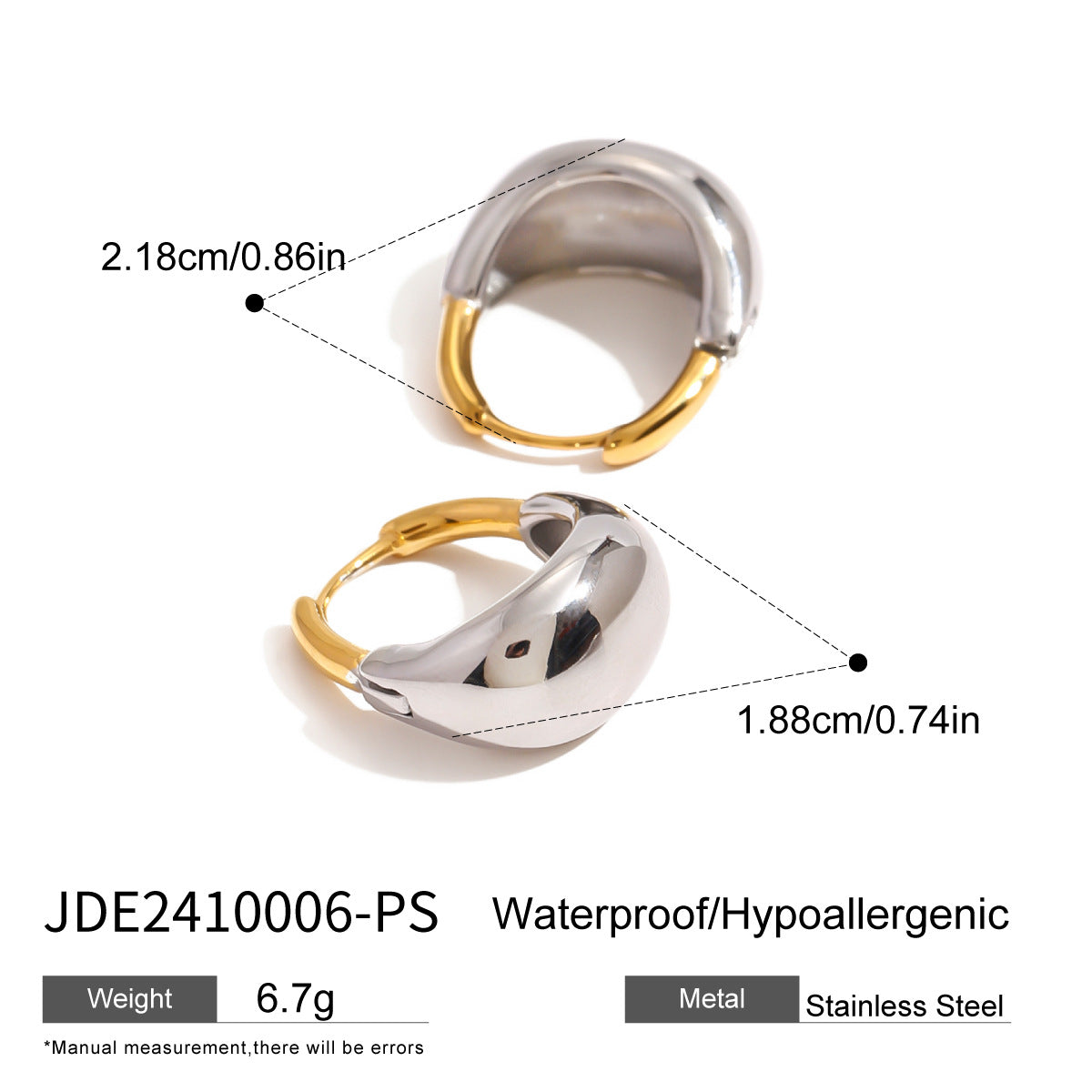 Jie Ding Stainless Steel Color Matching Geometric Earrings Niche Earrings Titanium Steel Earrings Earrings