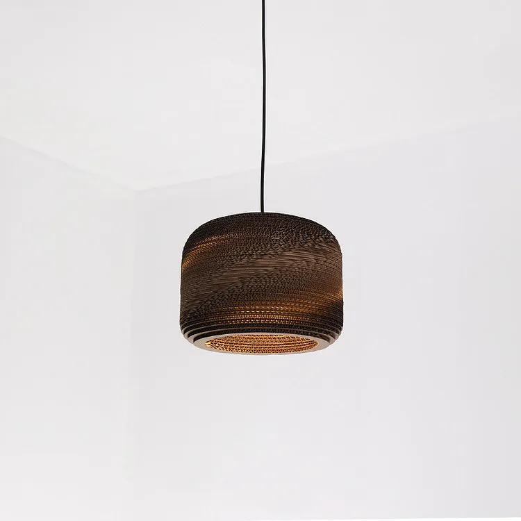 Traditional Japanese Square Umbrella Wide Bell Corrugated Paper 1-Light Pendant Light For Bedroom