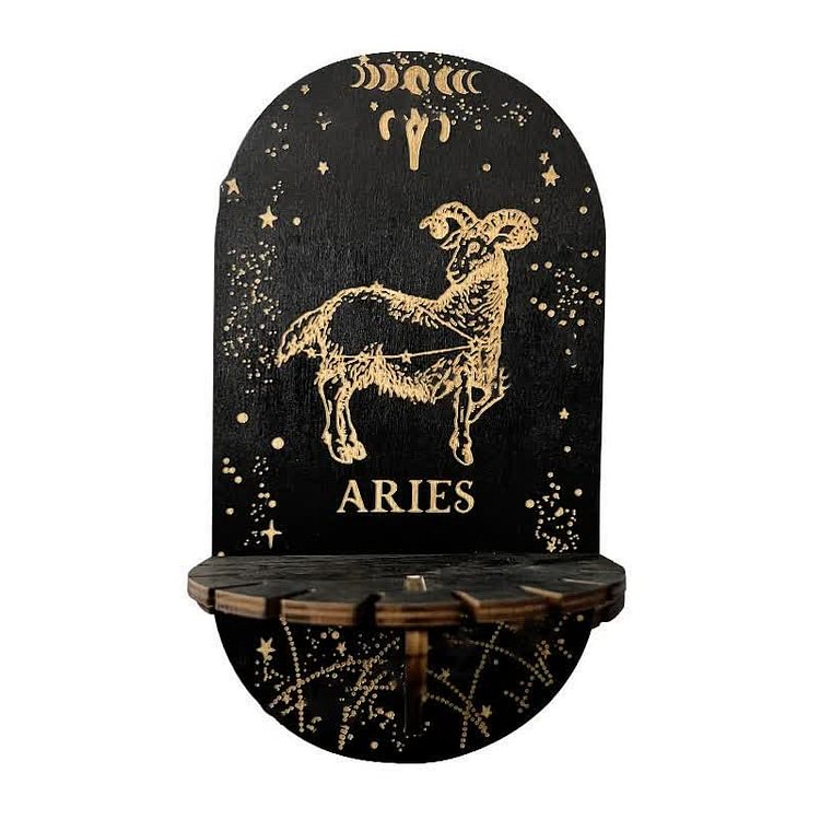 Small Delicate Sibylline Wooden Crystal Shelf| Aries