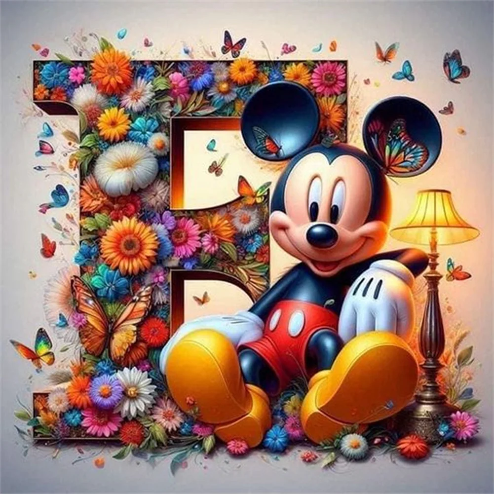 Partial AB Diamond Painting - Full Round Drill - Mickey Minnie Letters(Canvas|35*35cm)