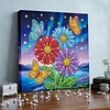 DIY Pearl Painting Butterfly Sunflower with Frame for Home Wall Decor(25x25cm)