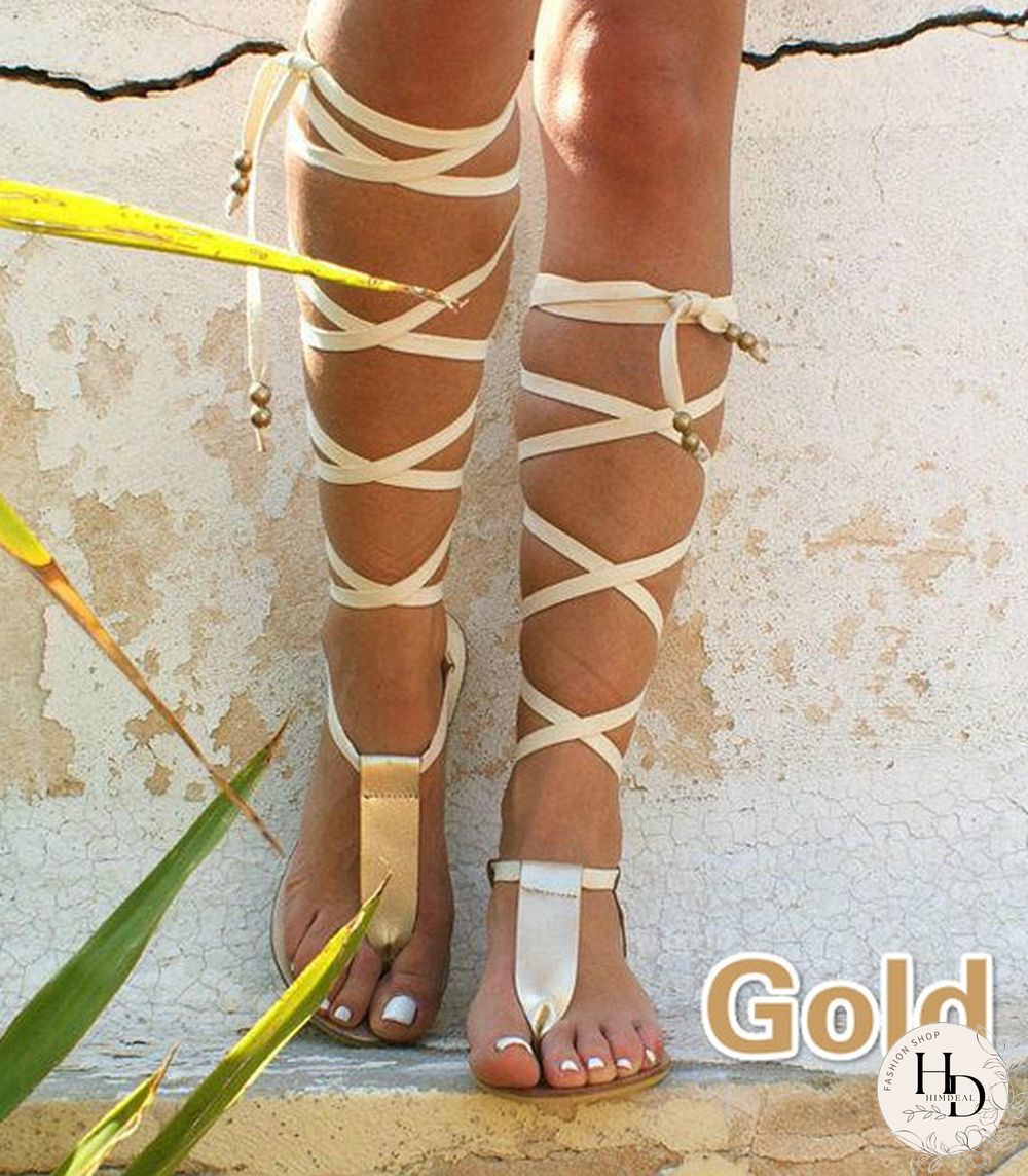 Summer Women New Flat Bottom Non Slip Leg Ring Sandals Flip Flop Women Beach Sandals Slippers