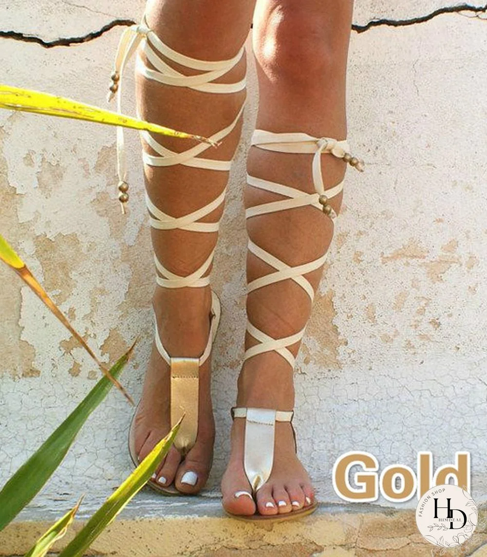 Summer Women New Flat Bottom Non Slip Leg Ring Sandals Flip Flop Women Beach Sandals Slippers