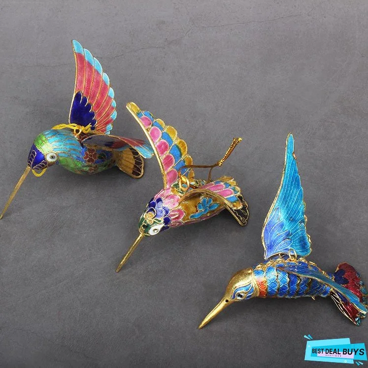 Cloisonne Copper Bodied Kingfisher Hummingbird Pendant Filigree Christmas Tree Pendant Collection