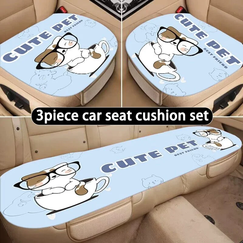 3pcs car cartoon Tea Cup Cat cushions all season General Motors seat covers anti slip wear-resistant Car decoration set