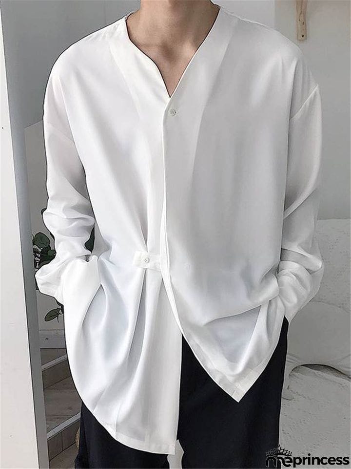 Solid Color Loose Long Sleeve Shirts