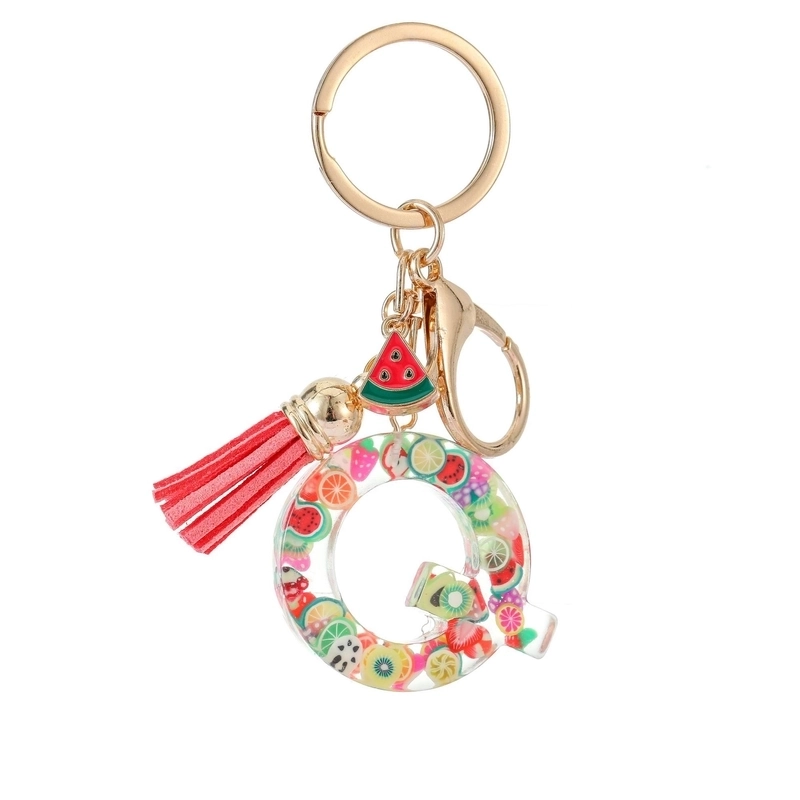 Cute Letter Tassel Watermelon Resin Unisex Keychain
