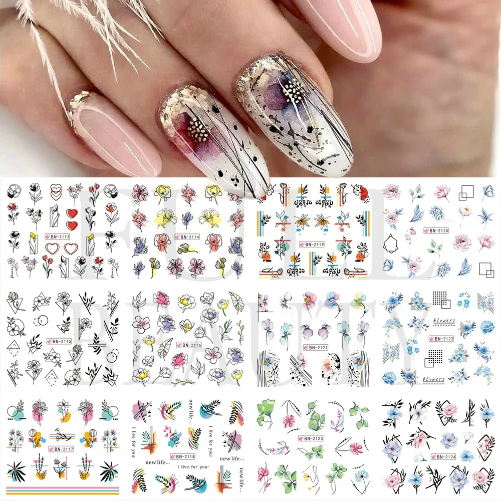 Churchf Graffiti Nail Stickers Lettering Water Nail Decals Trippy Rainbow Lips Sliders French Manicure Tips Watermarks GLJF37-48-Nail Inspo
