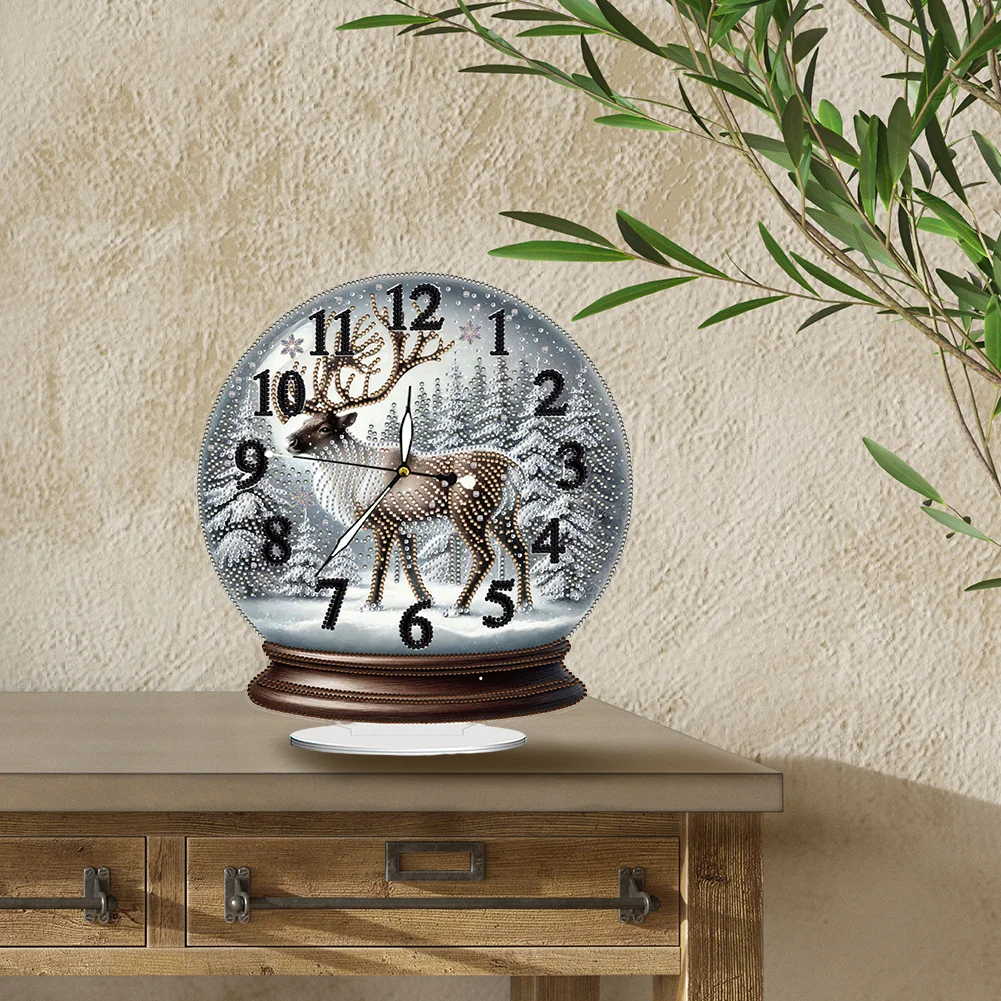 Christmas Crystal Ball Design 2D Flat Acrylic DIY Diamond Painting Clock Kit