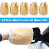 6Pcs Plush Car Wash Gloves Soft Car Cleaning Mitt Auto Cleaning Tool Accessories
