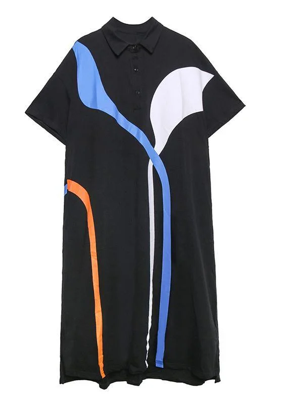 Women white cotton quilting clothes lapel patchwork A Line summer Dresses