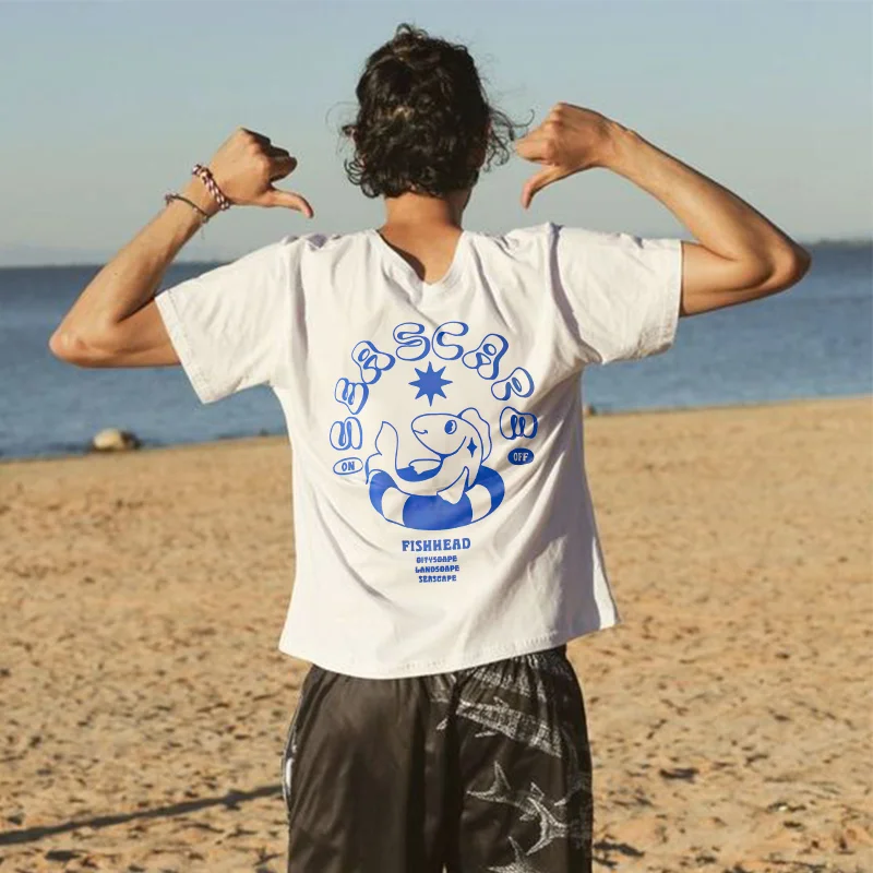 Seacape Fishhed Print Men's T-shirt In White