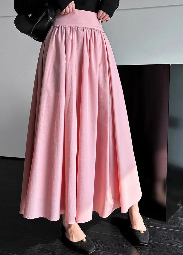 VCSHOES Pink High Waist Cotton Pleated Skirt Spring