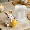 3D Easter Bunny Holding Eggs Silicone Candle Mould DIY Scented Candles Moulds Reusable Soft Silicone Crafting Tools For Easter Home Crafts Decorations Holiday