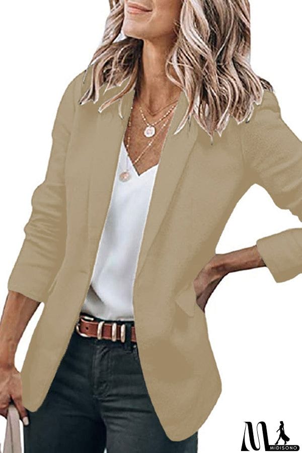 MidiSono - Casual Turndown Collar Coat