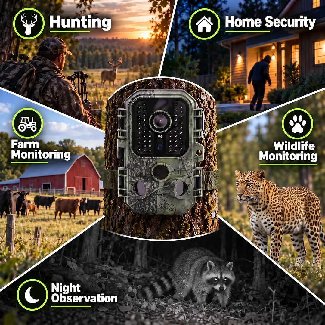 BEBANG Trail Camera, 120&deg; Wide-Angle Night Vision Game Camera for Deer Scouting