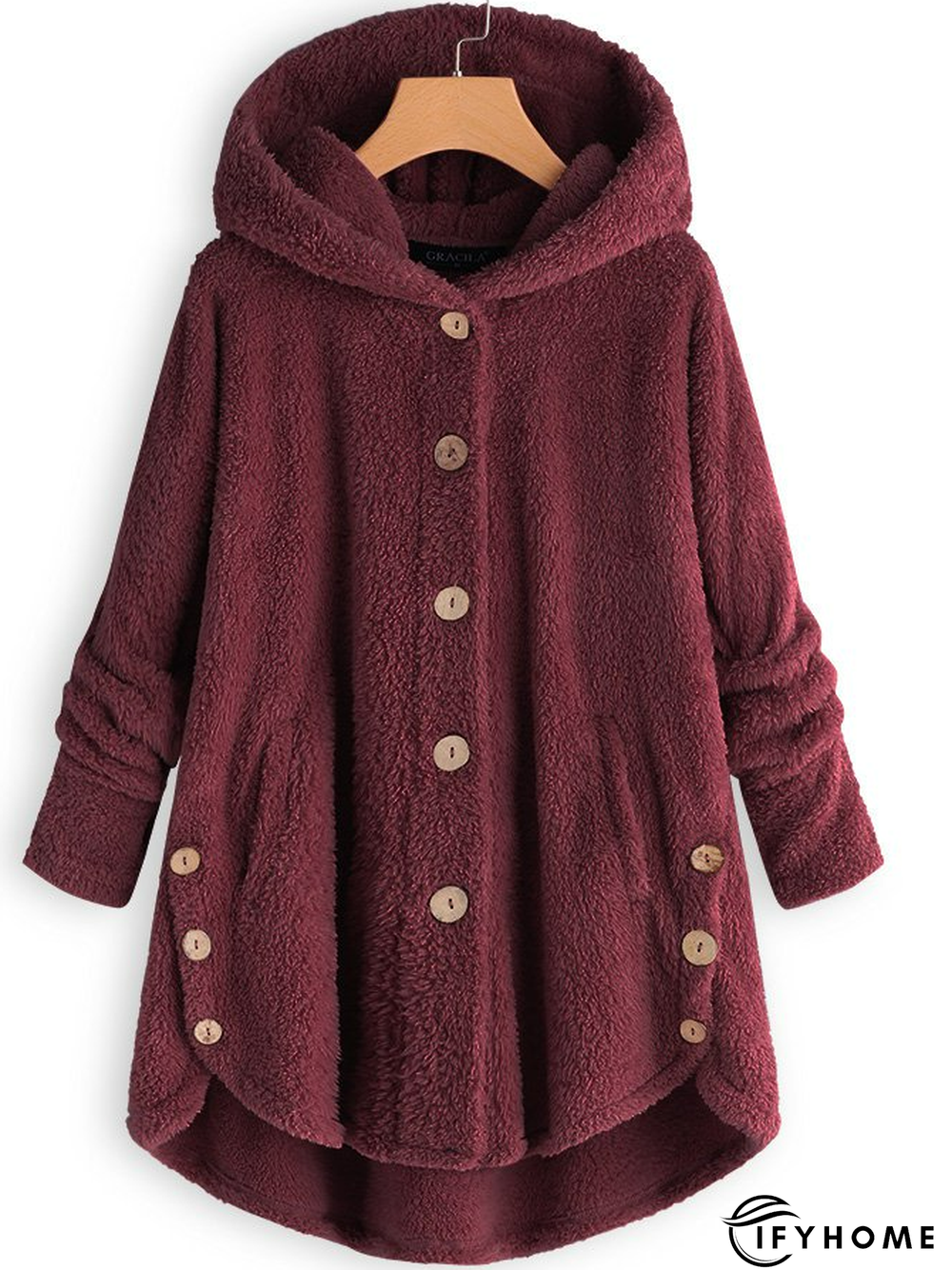 Cozy Fleece Hooded Sherpa Coat Symmetrical Button Teddy Bear Coat | IFYHOME