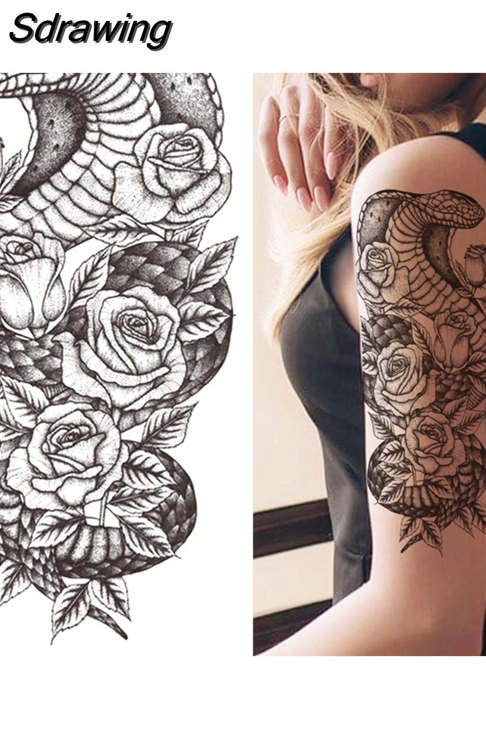 Sdrawing Forest Tattoo Sticker For Men Women Children Tiger Wolf Death Skull Temporary Tattoo Fake Henna Skeleton King Animal Tatoo 430-0