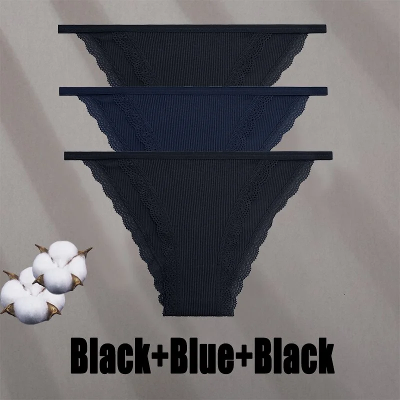 Billionm Women Sexy Lace Panties Cotton Breathable Underwear G-String Intimates Lingerie Female Solid Color Soft Underpants