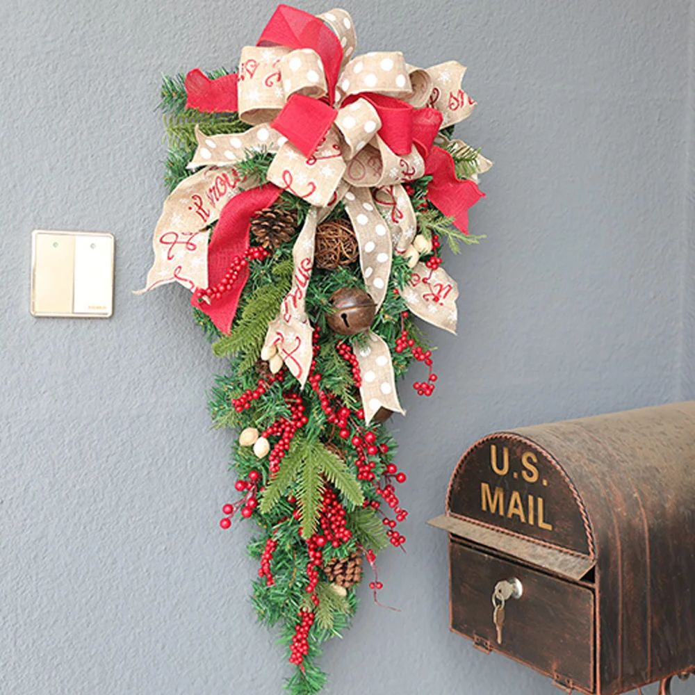 Christmas decorative simulation Red fruit grape bells Upside down tree garland