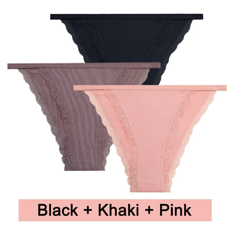 3PCS/Set Lace Women Panties Cotton Underwear Female Lingerie Sexy Panties for Female Intimates Finetoo Ladies Lace Pantys S-XL