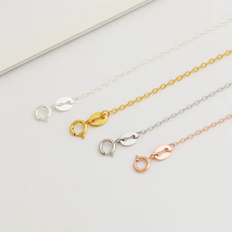 1 Piece 925 Sterling Silver 18K Gold Plated Rose Gold Plated White Gold Plated Cable Chain Thick 1mm 40cm 5.5cm Long