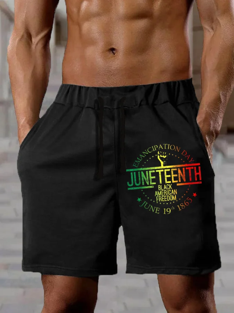 Men's Juneteenth Print Casual Shorts