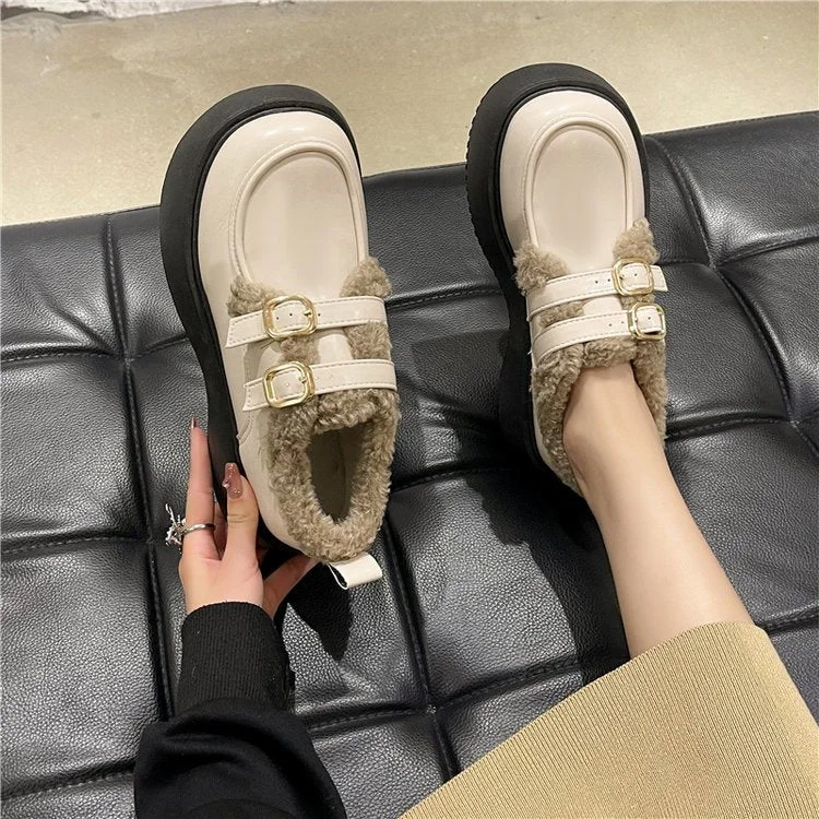 Lourdasprec Casual and minimalist shoes for women's autumn 2023 new vintage Mary Jane versatile thick sole brown single shoes