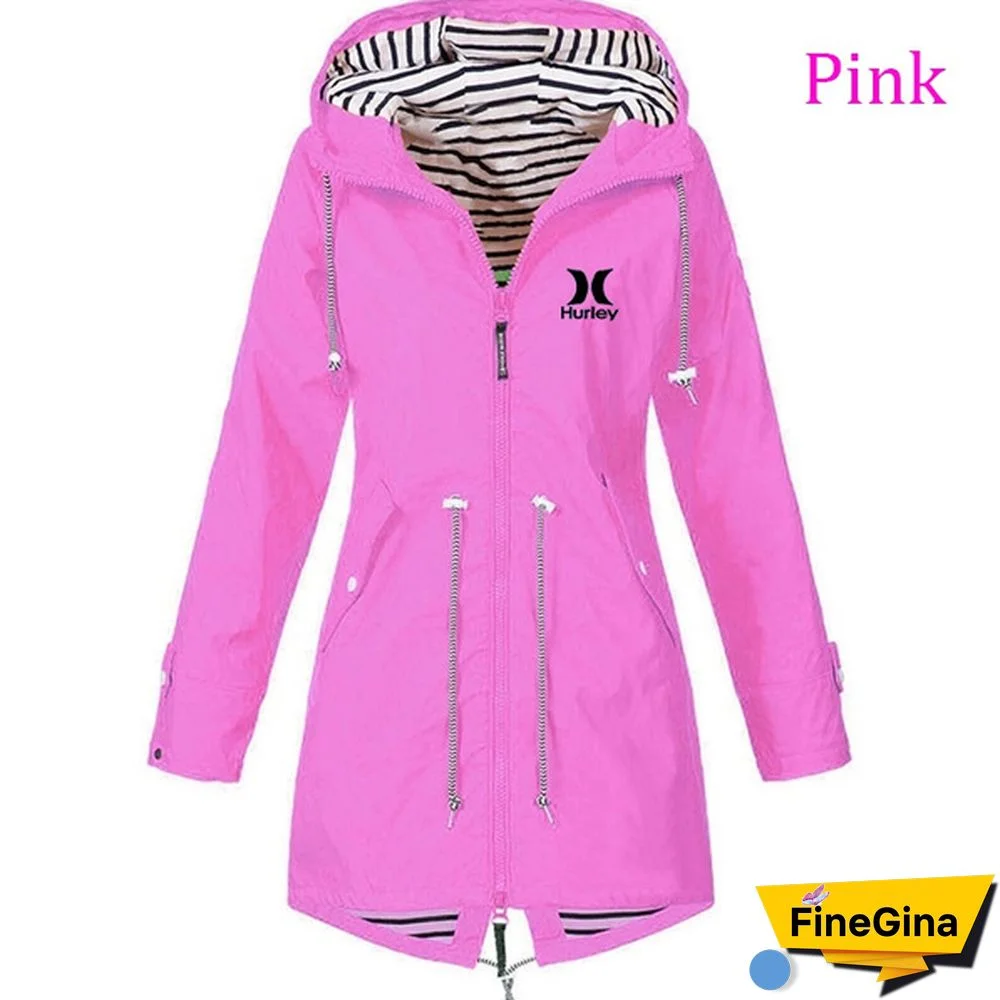 Women Outdoor Waterproof Rain Jacket Running Coat Jackets Climbing Hooded Sleeve Hooded Windbreaker Jacket