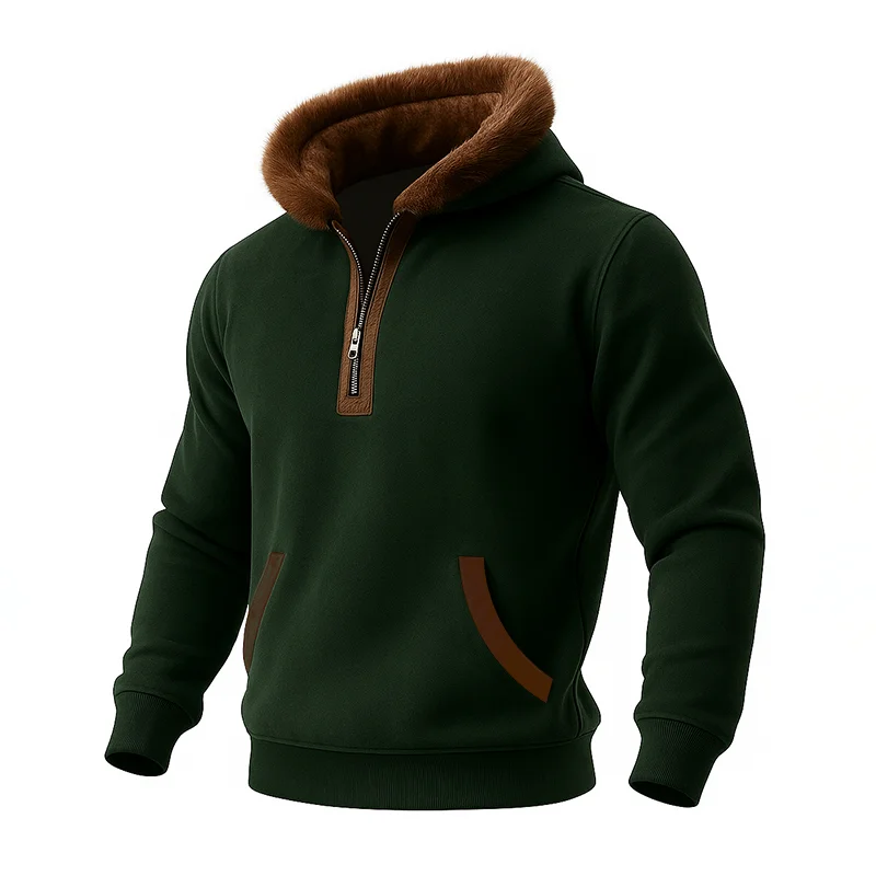 Men's Autumn/Winter New Outdoor Casual Half-Zip Hooded Sweatshirt-inspireuse