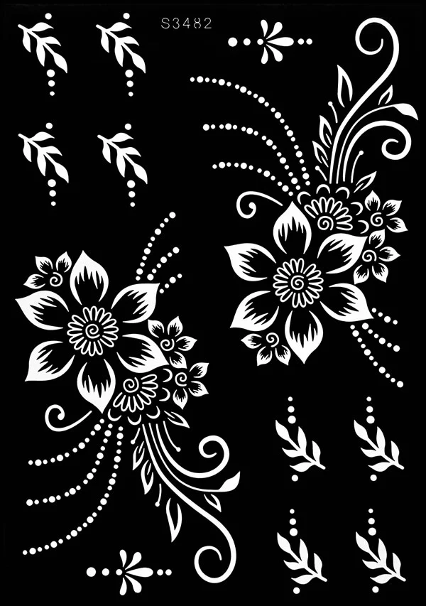 Sdrawing Drawing Henna Template for Hand Henna Tattoo Stencil Flower Tattoo Design for Women Wedding Festival Party Tatoo Tools