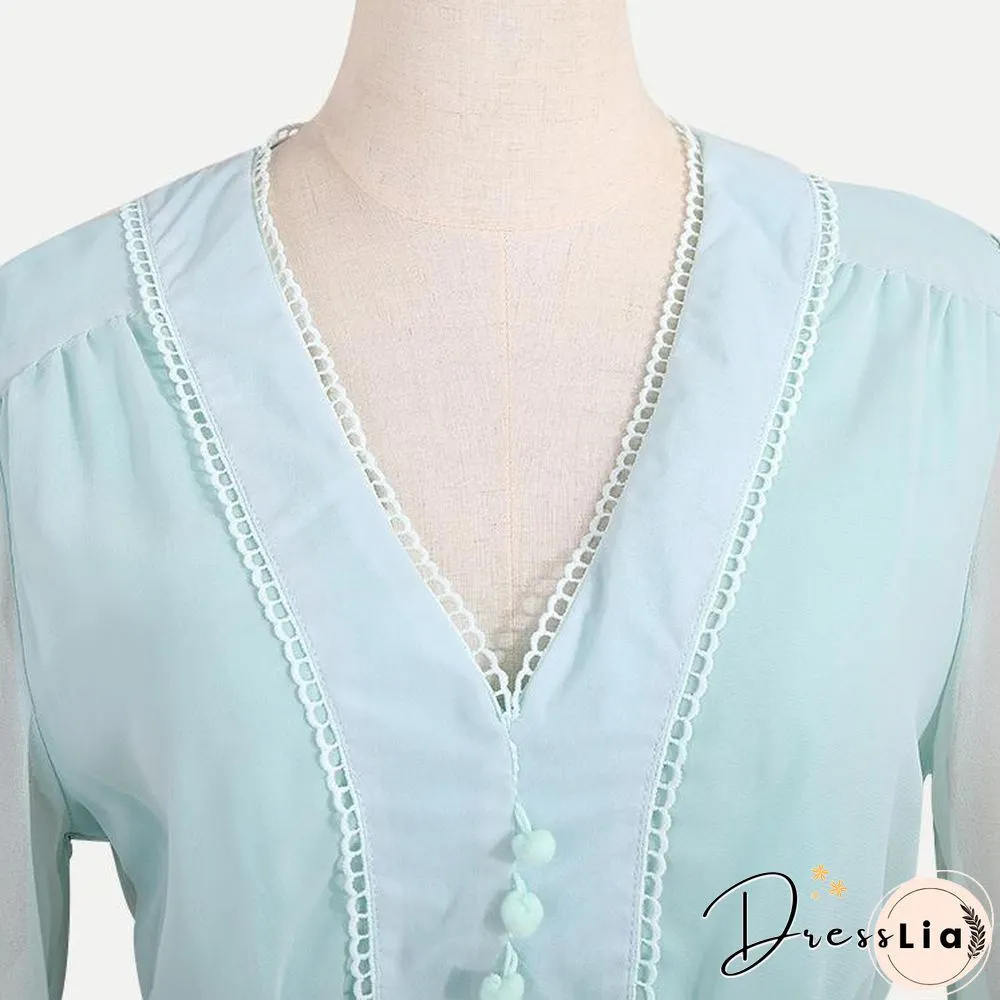 Women V-Neck Elegance Style Long Sleeve Dress