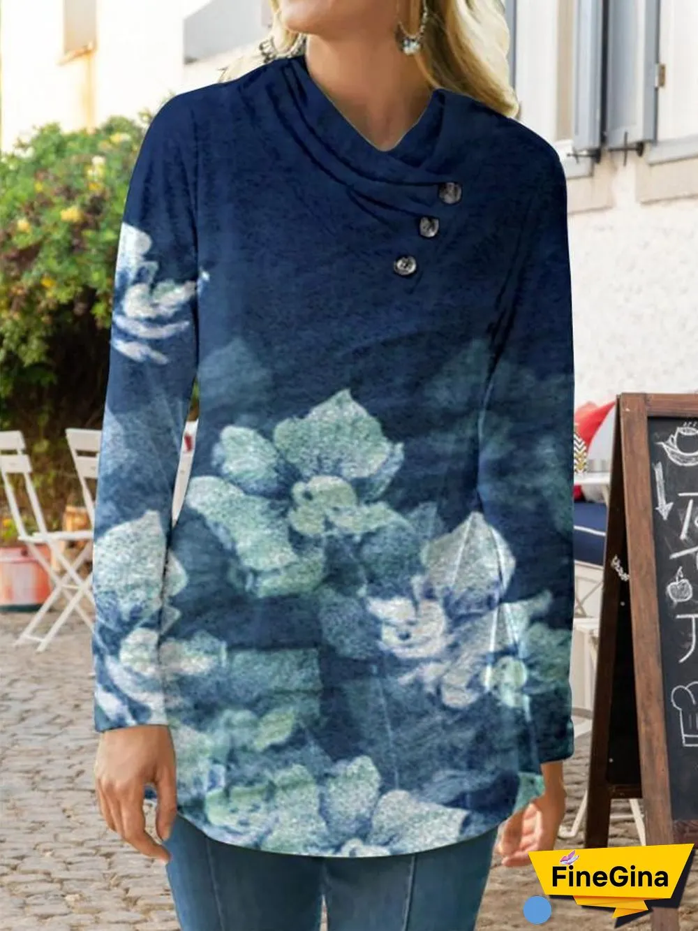 Heaps Collar Flower Pattern Top