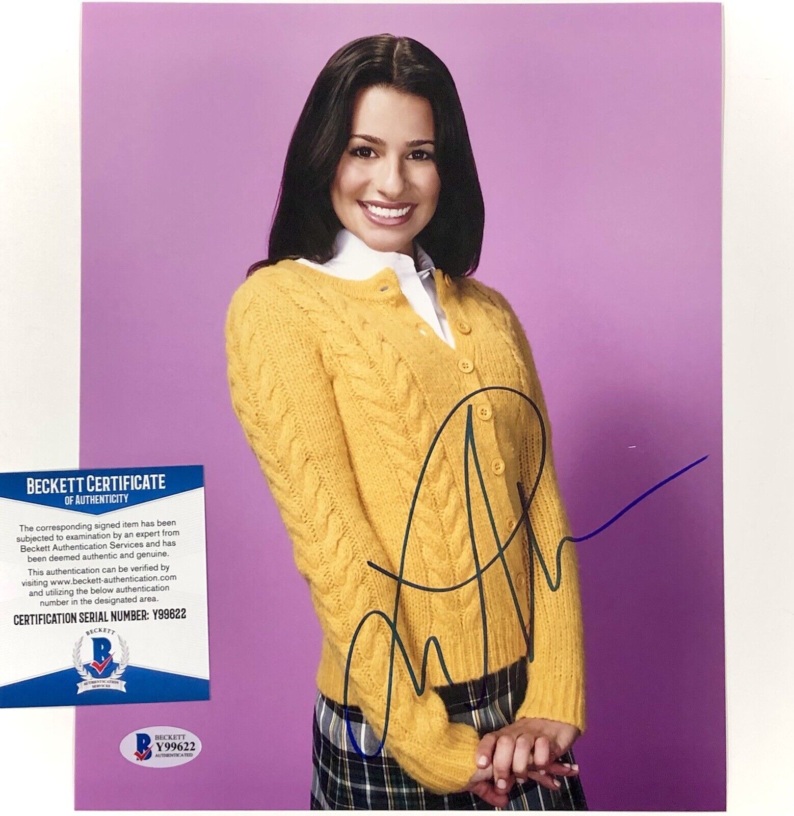 Lea Michele autograph signed 8x10 Photo Poster painting ~ Beckett BAS COA Glee / Scream Queens