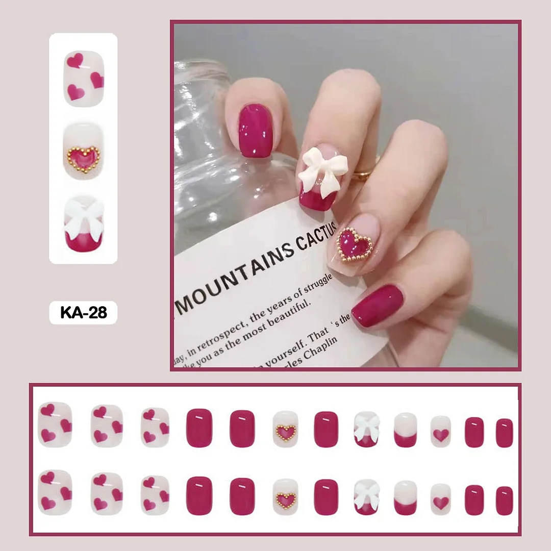 Butterfly Lovely Girl Nail Art Wearable Press On Fake Nails Tips With Glue And Sticker 24pcs/box With Wearing Tools As Gift-Nail Inspo