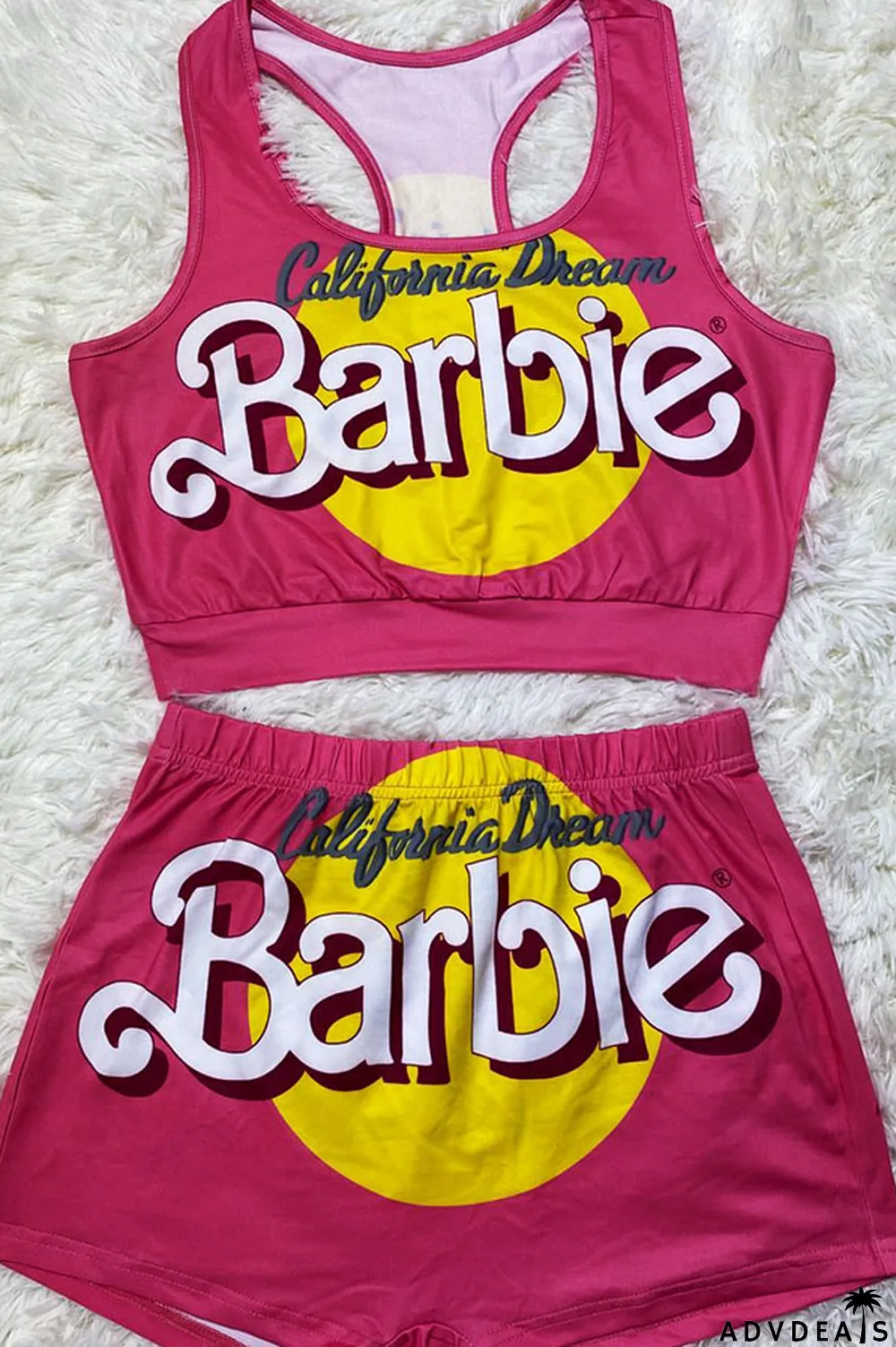 Gold Sexy Europe and America Print Solid Straight Sleeveless Two Pieces