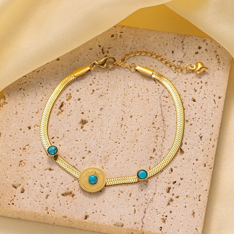 Casual Minimalist Eye Flower Butterfly Titanium Steel Zircon Bracelets In Bulk