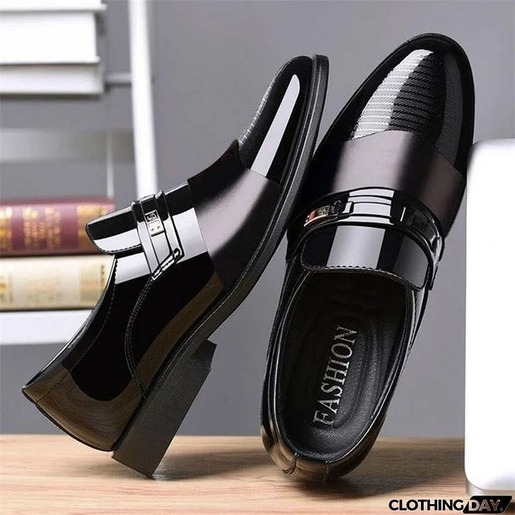 Men's Fashion Pointed Toe Splicing Office Wear Dress Shoes