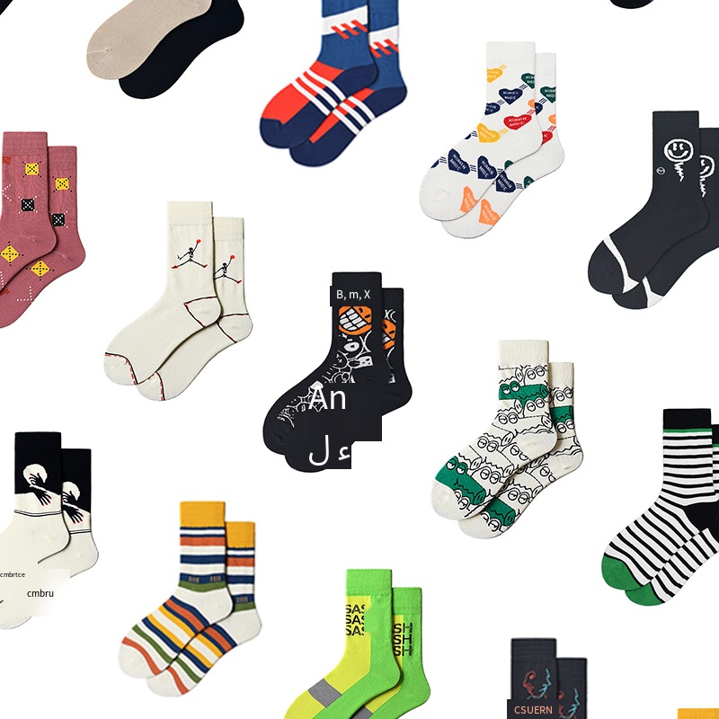 Unisex Trendy Mid-Length Socks - Breathable,  Sweat-absorbent,  All-Season,  Streetwear