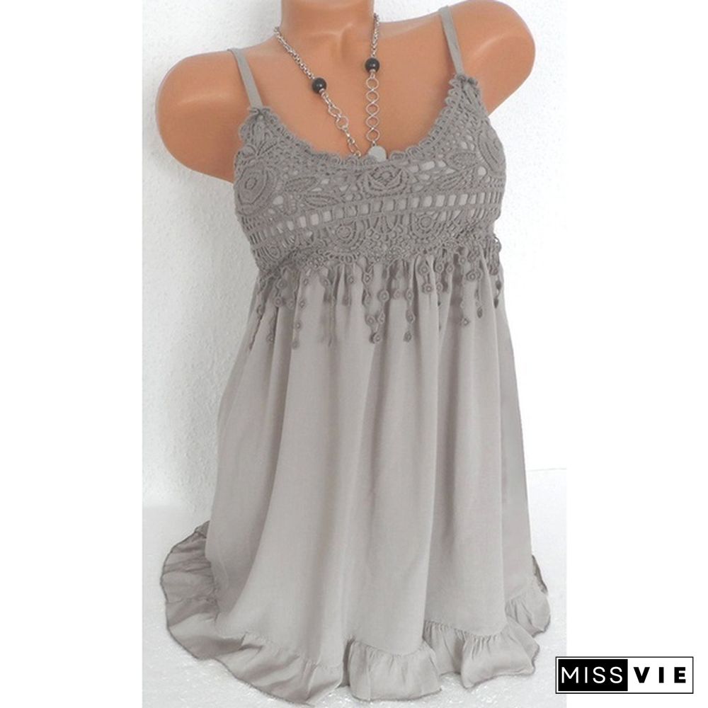 7 Colors Tops Women Lady Sexy Summer Sleeveless Top Blouse Lace Vest Tank Shirt