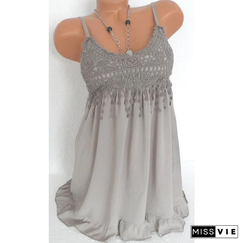 7 Colors Tops Women Lady Sexy Summer Sleeveless Top Blouse Lace Vest Tank Shirt