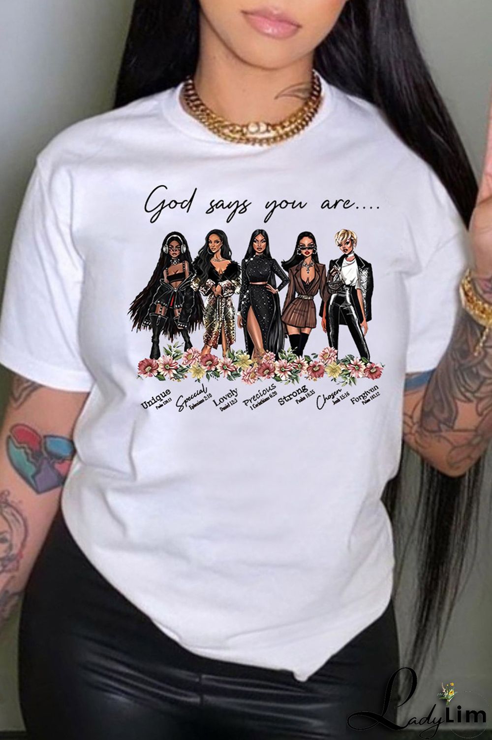 White Blue Fashion Casual Print Basic O Neck T-Shirts