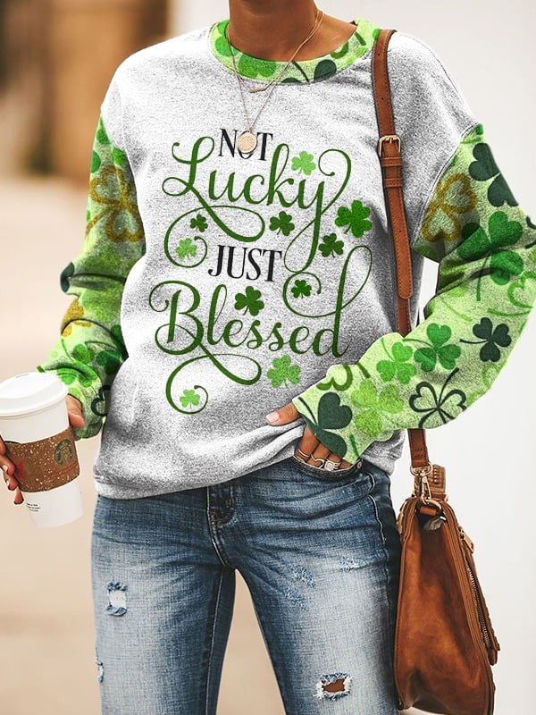 Women's Casual Not Lucky Just Blessed Print Top