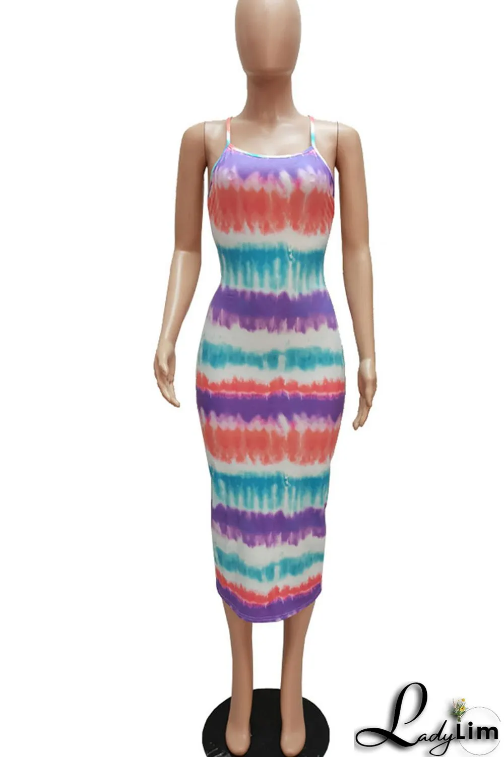 Black Red Sexy Print Split Joint Spaghetti Strap Sling Dress Dresses