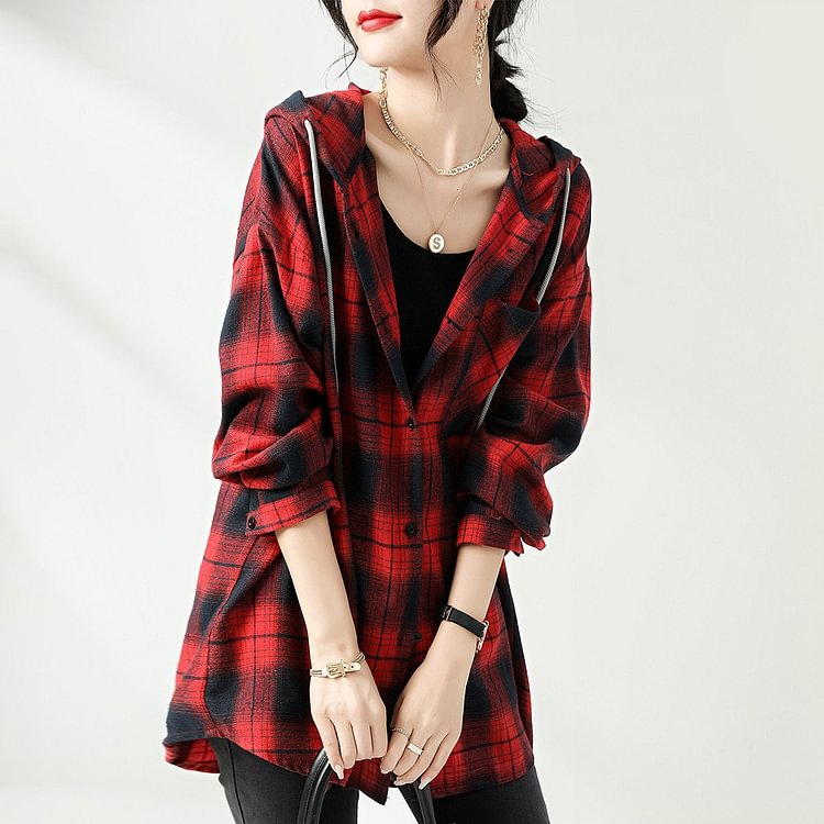 Red Shift Checkered/plaid Long Sleeve Outerwear
