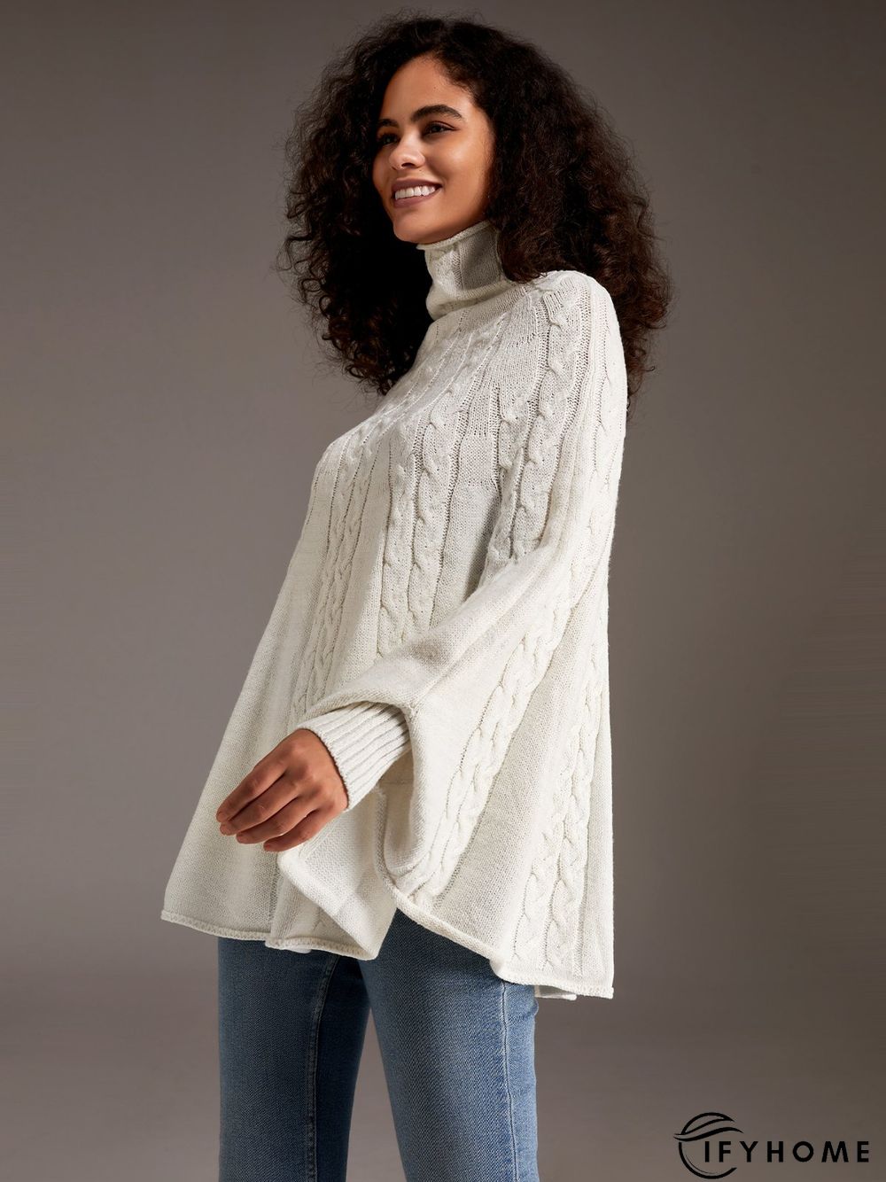 Long Sleeve High Neck Loosen Solid Daily Sweater | IFYHOME