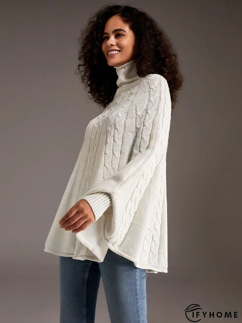 Long Sleeve High Neck Loosen Solid Daily Sweater | IFYHOME