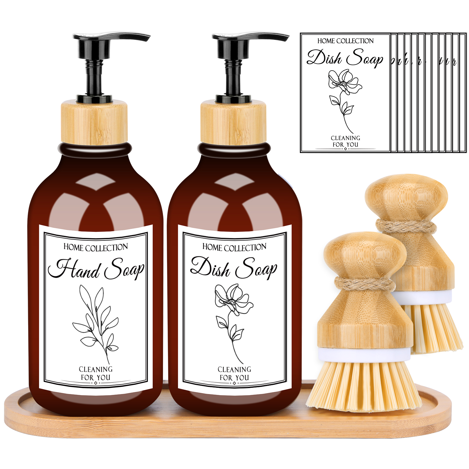 

Amber Dish Soap Dispenser for Bathroom and Kitchen (16oz 2-Pack) Hand Soap, 501 Original